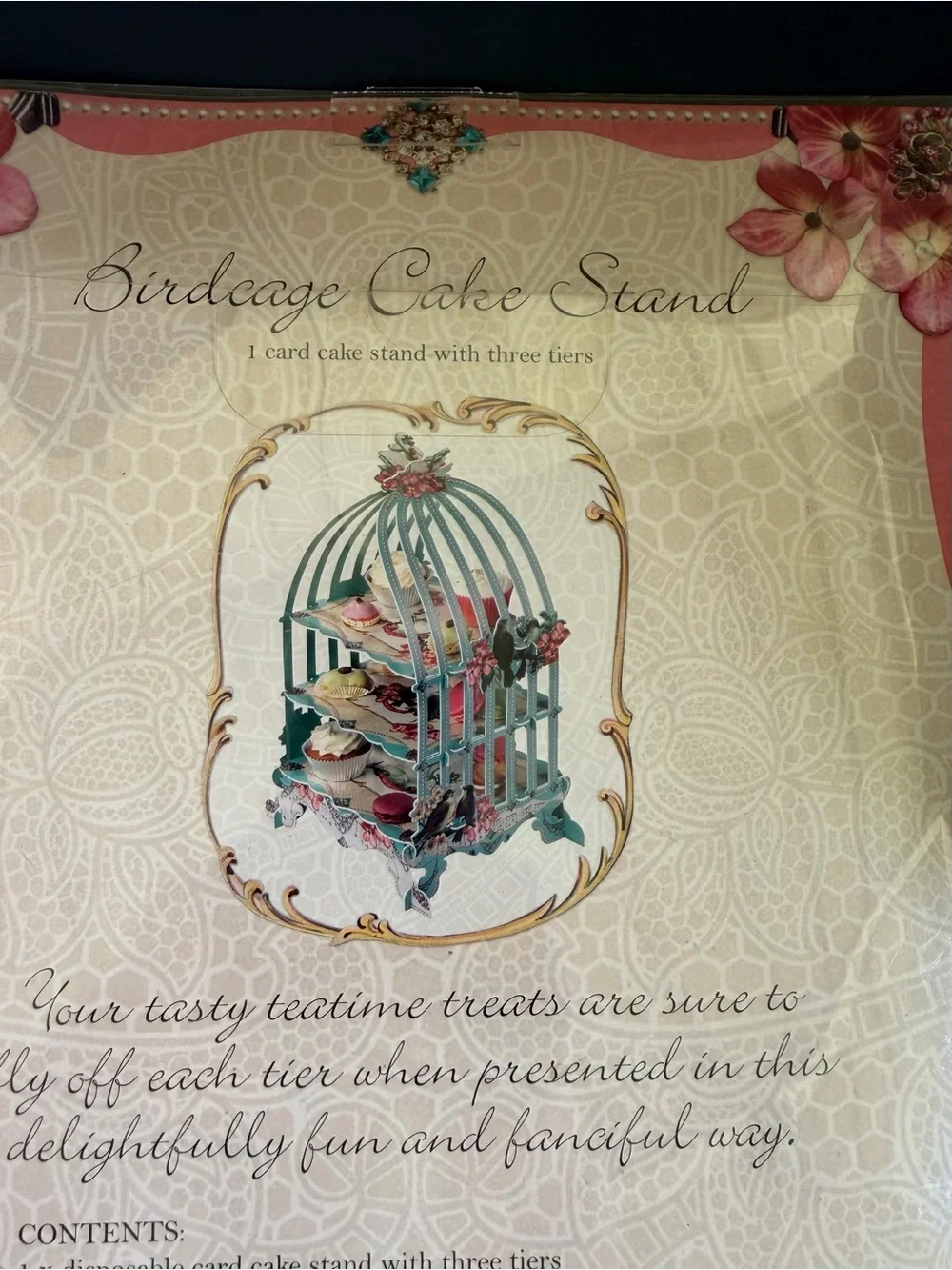 Pastries and Pearls Birdcage Cardboard Cake Stand 3 Tier